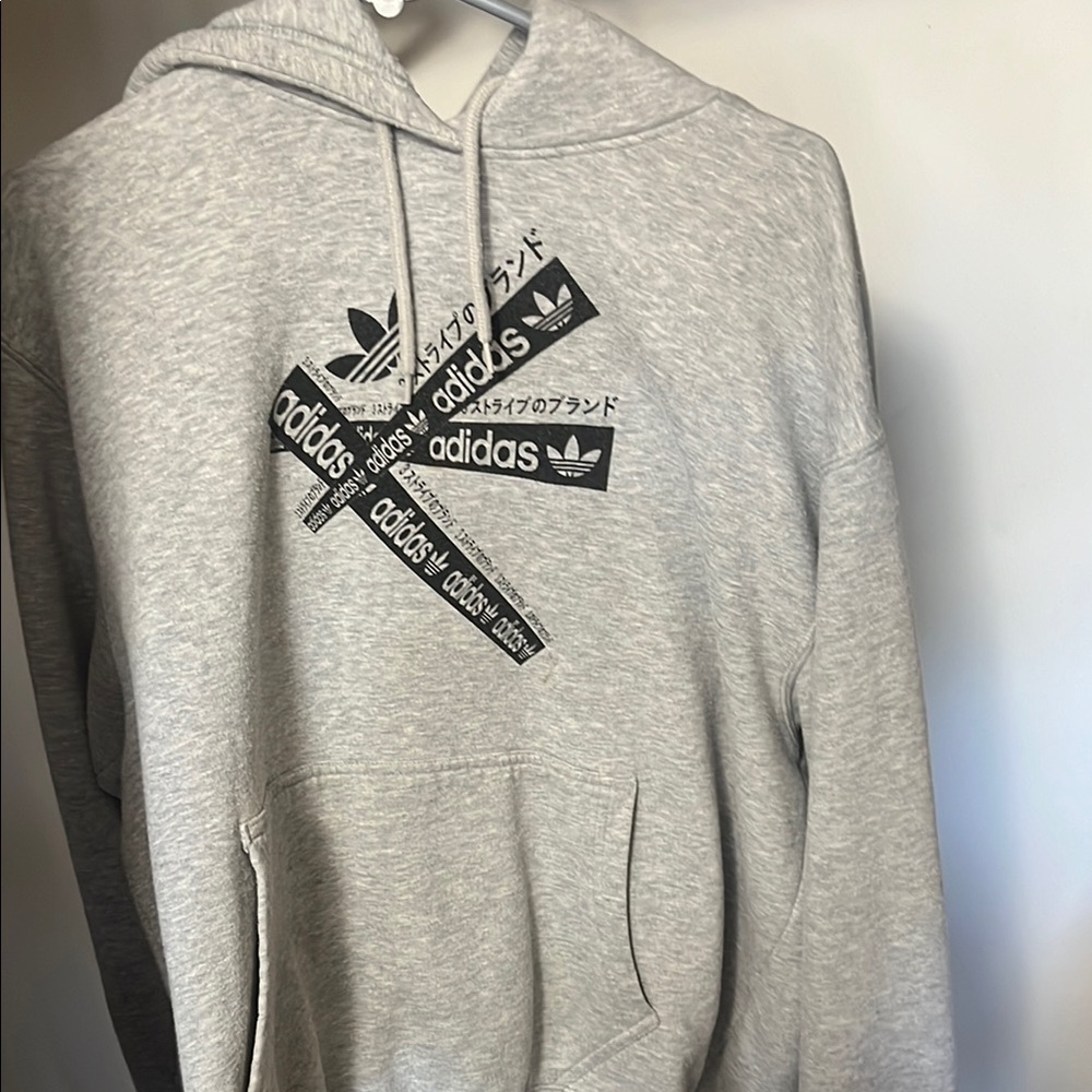 Adidas Gray Hoodie with Geometric Design